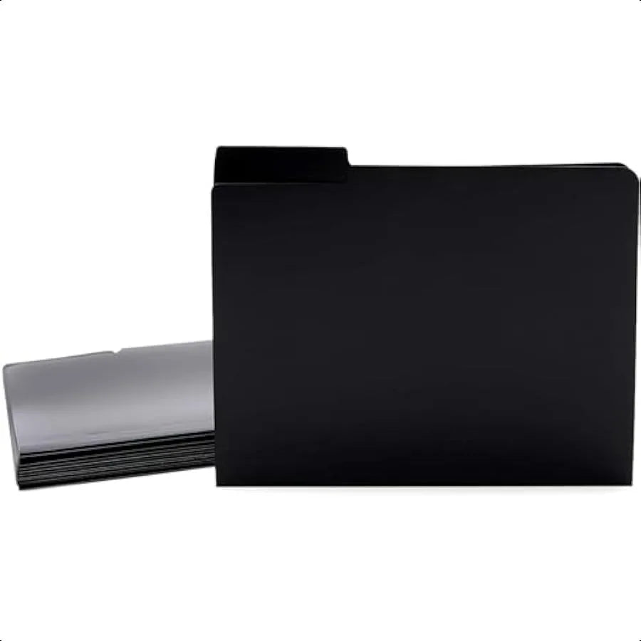 Black File Folders – 12-Pack Letter Size Plastic 3-Tab File Folders for Home, Office & School 🗂️