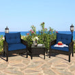 “3-Piece Rattan Patio Conversation Set – Outdoor Chairs & Table with Navy Cushions for Yard, Garden & Balcony”