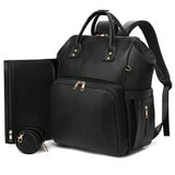 Leather Diaper Bag Backpack with Changing Pad & Pacifier Case – Large Multifunction Waterproof Mommy Travel Tote