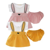 Baby Girl Summer Clothing Set – Cute Bunny Sleeveless Dress + Matching Shorts (3–24 Months)