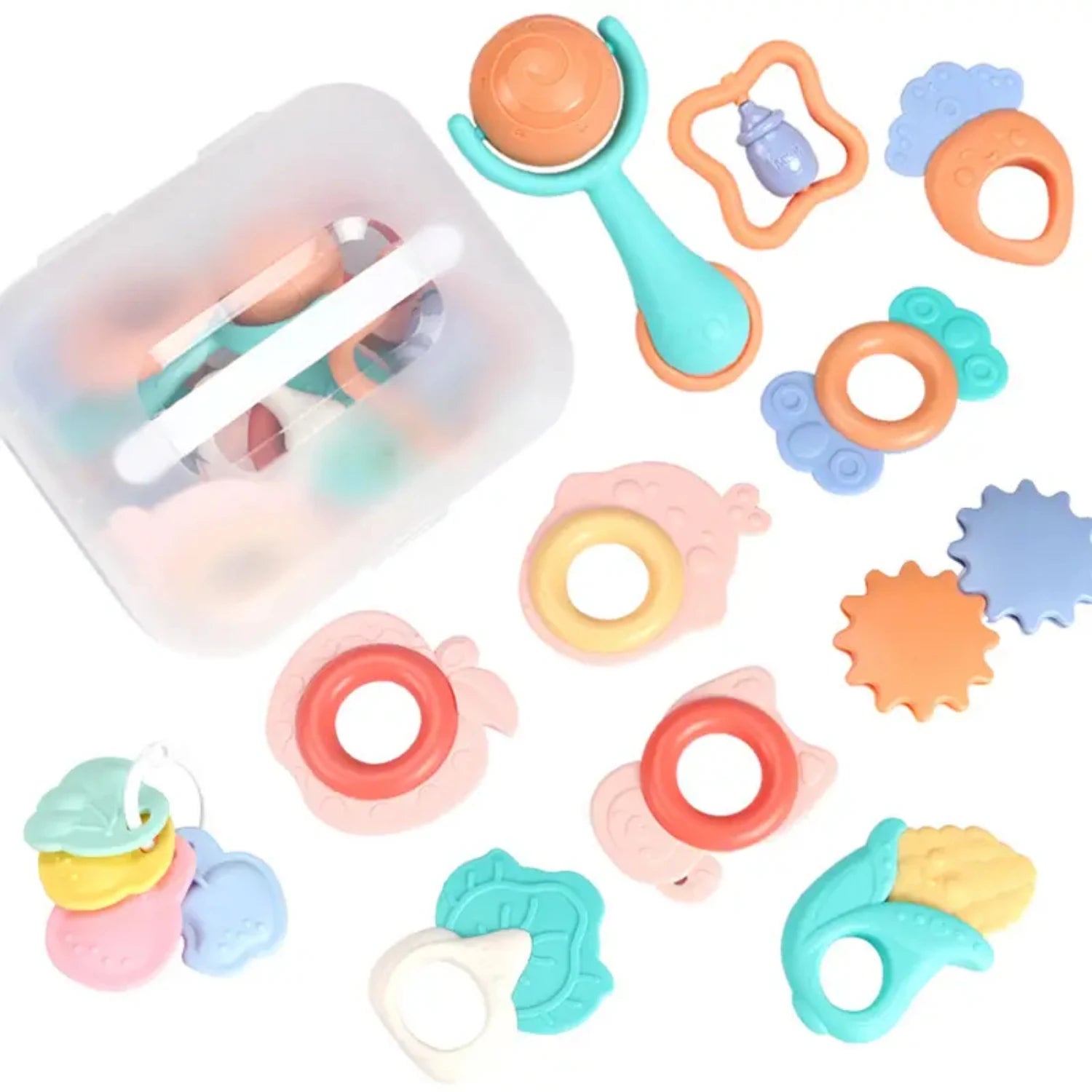 Soft & Safe Silicone Teether Rattle – BPA-Free Baby Toy for 0–3 Years, Gentle & Soothing Relief for Sensitive Gums