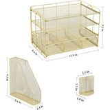 Letter Tray & File Rack Organizer – 4-Tier Desktop Storage with Drawers & Pen Holders