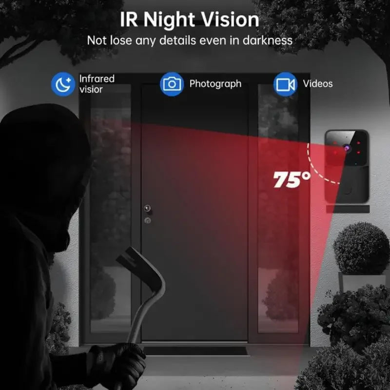 HD Wireless WiFi Doorbell Camera – Waterproof Smart Video Doorbell with Outdoor Security Camera, Two-Way Audio & Night Vision