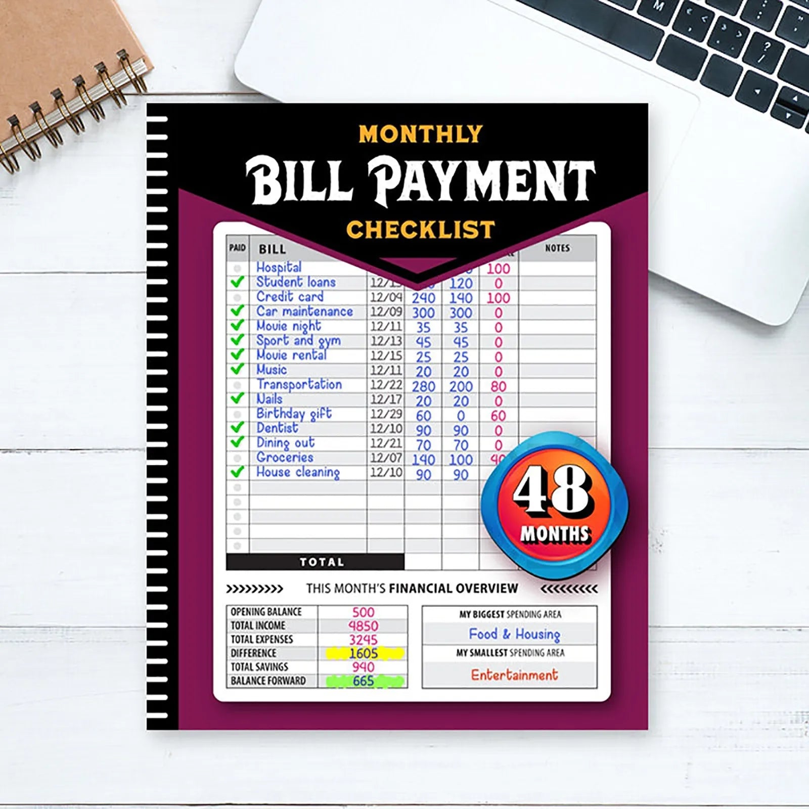 Monthly Bill Organizer – Budgeting & Payment Tracking Notebook for Financial Planning 📒