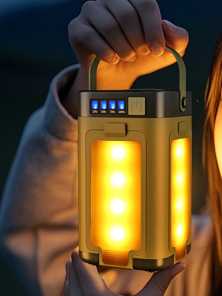 oldable Solar Camping Lantern & Power Bank – Rechargeable LED Tent Light for Hiking, Fishing, Outdoors ☀️💡