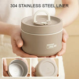 Round Leak-Proof Thermal Lunch Box with Lid & Folding Handle – For Kids, Students & Adults