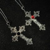 Gothic Zircon Cross Necklace – Unisex Y2K Large Pendant with Irregular Crystal Design for Men & Women