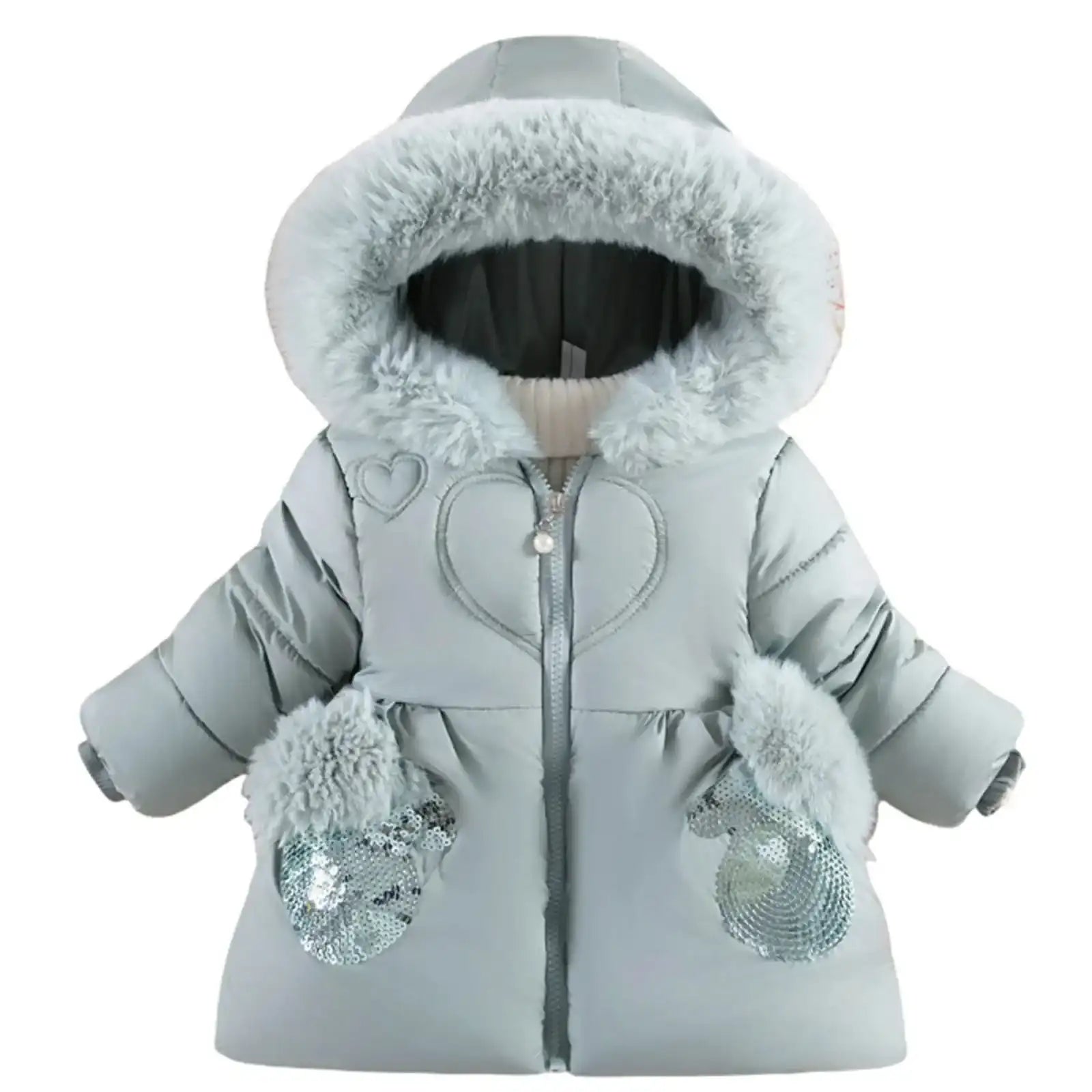 Solid Colour Fleece Hooded Zip-Up Jacket for Toddler Girls (Ages 1-4)