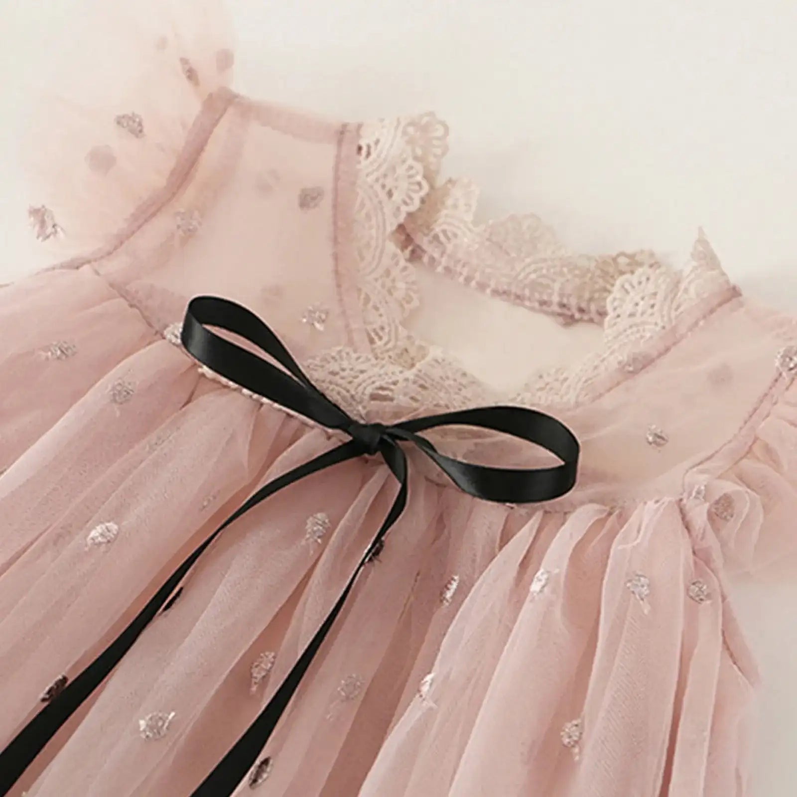 Girls Embroidered Mesh Vintage Dress – Korean Style Toddler Party Dress (Elegant & Comfortable)