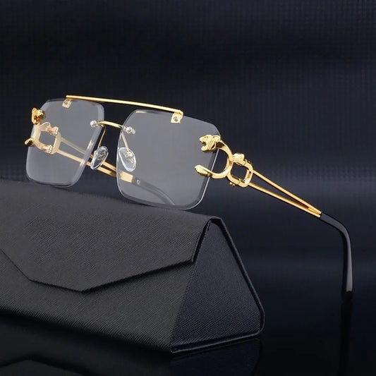 2024 Vintage Rimless Sunglasses – Oversized Square Gradient Shades with Double Bridge & UV400 Protection (Unisex)