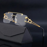 2024 Vintage Rimless Sunglasses – Oversized Square Gradient Shades with Double Bridge & UV400 Protection (Unisex)