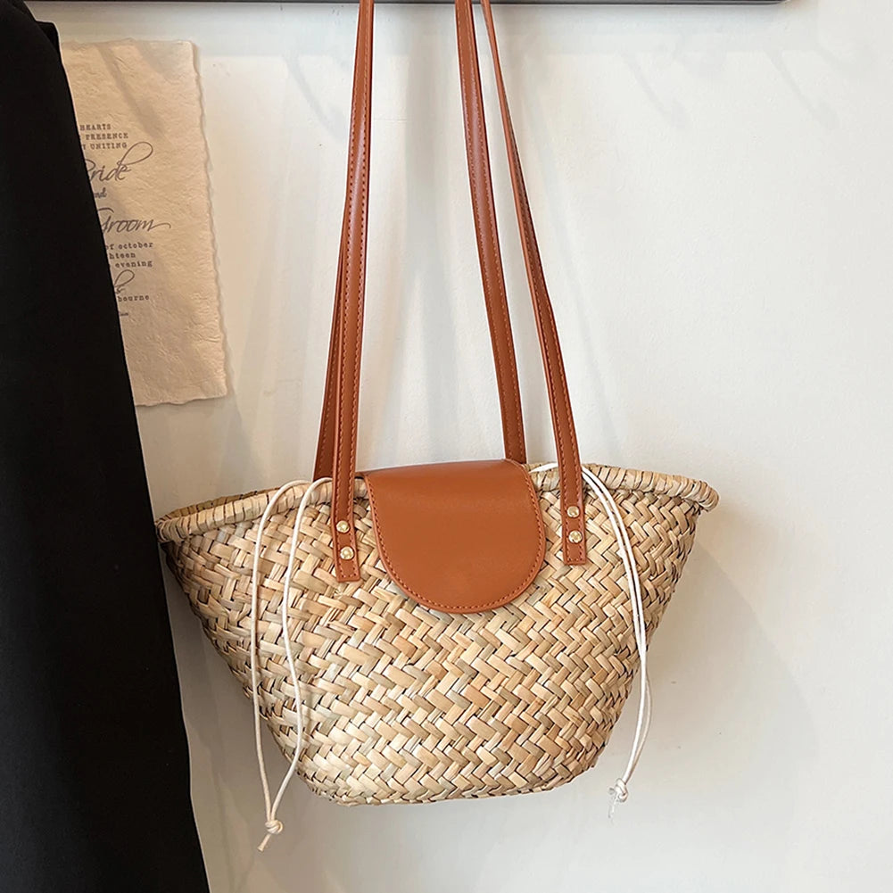 Straw Woven Large Capacity Tote Bag for Women – Woven Shoulder Bag for Beach, Party & Vacation