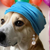 Dog Bandana & Headband Set – Pearl Earring Headdress for Party Costumes & Photo Props