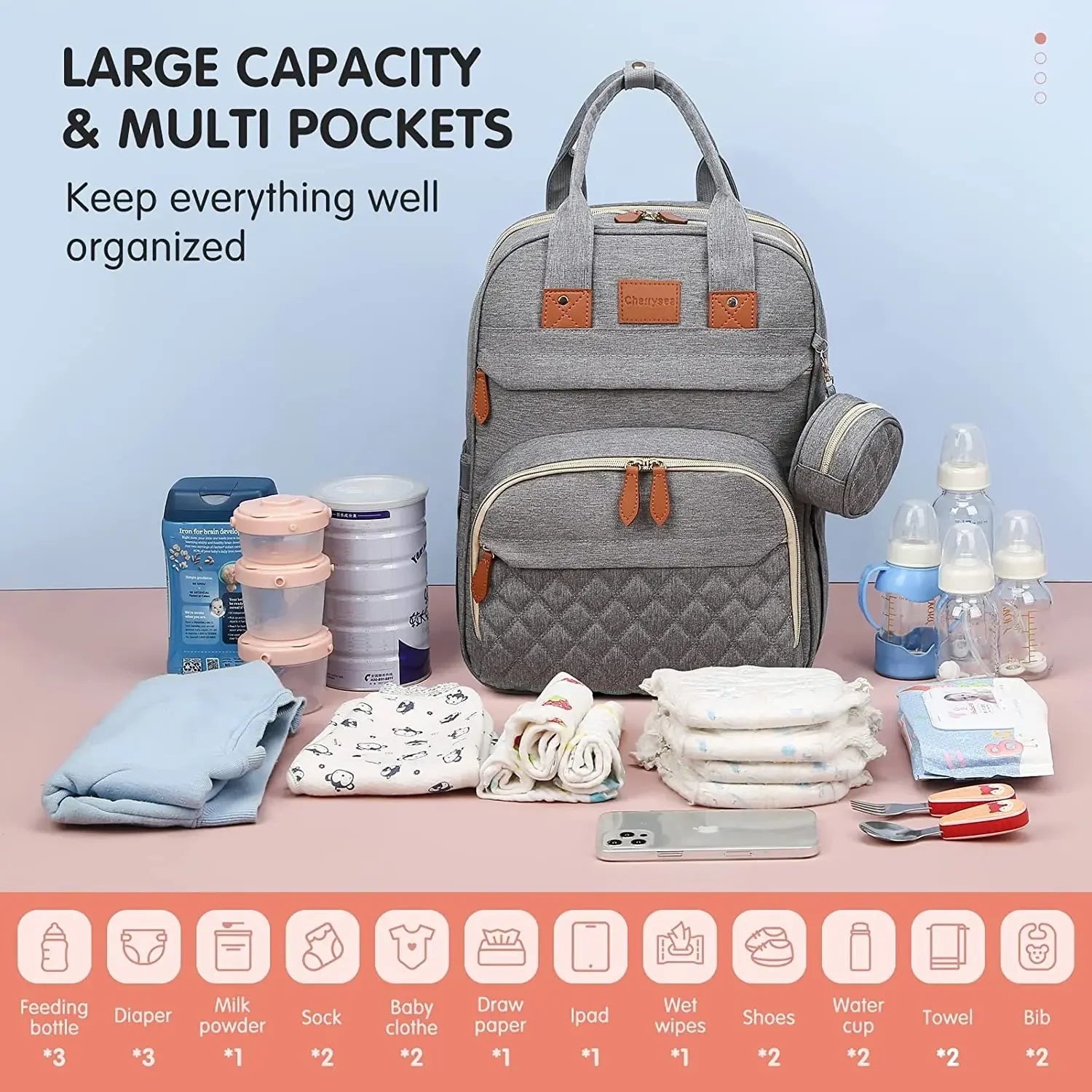 3-in-1 Diaper Bag Backpack with Foldable Baby Bed – Waterproof Travel Baby Bag with USB Charging | Multi-Function Changing Bed Backpack