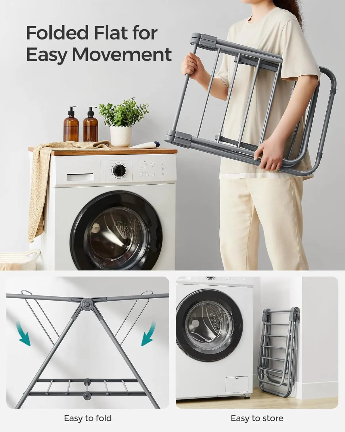 Foldable 2-Level Laundry Drying Rack – Space-Saving Clothes & Towel Drying Stand for Small Spaces
