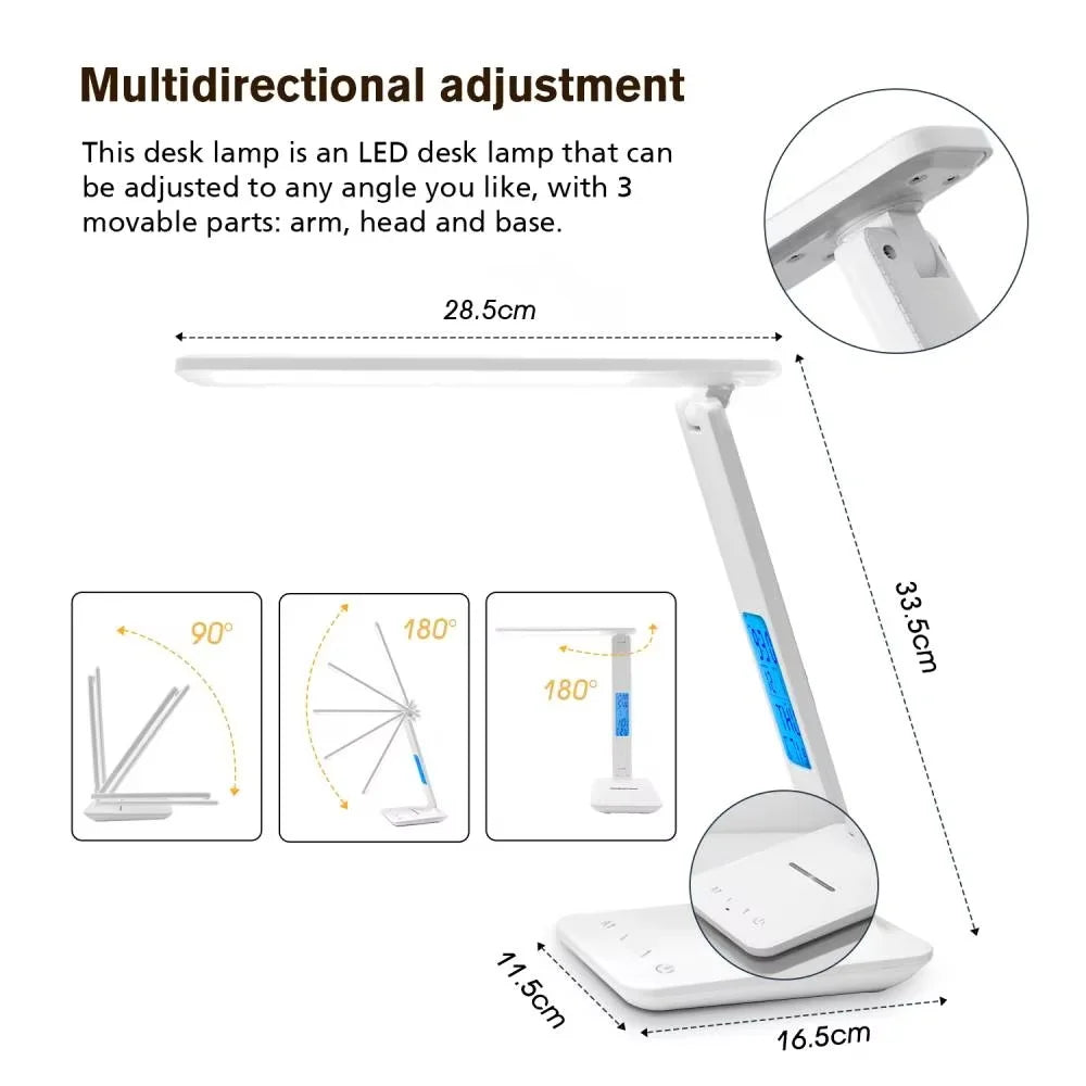 💡 LAOPAO 10W Qi Wireless Charging LED Desk Lamp – Dimmable Sliding Control, USB Port, Auto Timer & Night Light