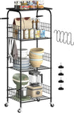 4-Tier Kitchen Rack with Wheels – Metal Shelving for Microwave & Storage - PulinGO