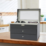 3-Tier Eyeglasses Storage Box – Drawer Style Sunglasses Organizer with 18 Individual Compartments
