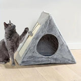Pet Bed for Cats Under 15LB – Cozy Cat Bed with Plush Toy Ball & Built-In Scratching Board, Comfortable & Durable Design
