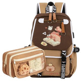Capybara Flap Backpack with Pencil Case – Cute Nylon Animal Daypack for Teens