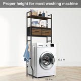 Over-Toilet Storage Cabinet with Fabric Drawers – Space-Saving Freestanding Organizer, Rustic Brown