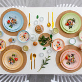 16-Piece Multi-Colour Japanese-Style Porcelain Dinnerware Set – Plates, Dessert Plates, Bowls & Mugs (Service for 4)