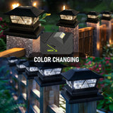 4-Pack Solar Fence Post Lights – Dual-Mode Waterproof Color-Changing Lights (Warm & Cool White) for 4x4 / 5x5 / 6x6 Wooden Posts