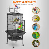 PlayTop XL Wrought-Iron Bird Cage with Rolling Stand — For Parakeets, Cockatiels, Quakers & Conures