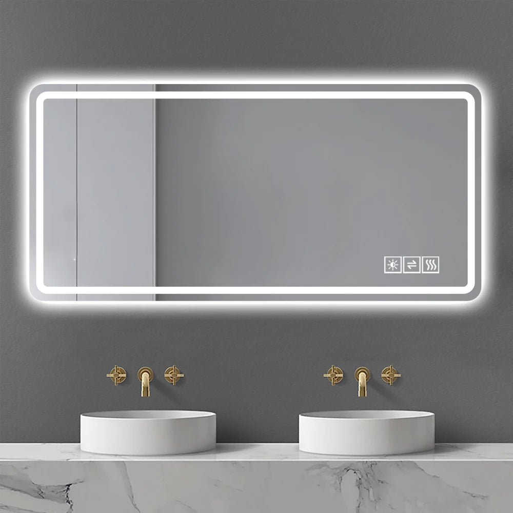 LED Bathroom Vanity Mirror (28-60") – Anti-Fog, Dimmable, Tempered Glass Wall Mirror