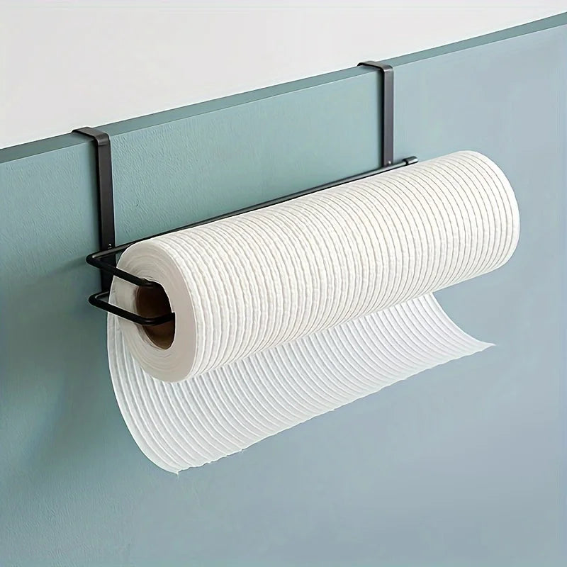Perforation-Free Wall-Mounted Paper Towel Rack – Adhesive Plastic Roll Holder for Kitchen & Bathroom