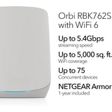 Netgear Orbi RBK762S Tri-Band Wi-Fi 6 Mesh System – 5.4 Gbps AX5400, Covers Up to 5000 sq ft, Supports 75+ Devices