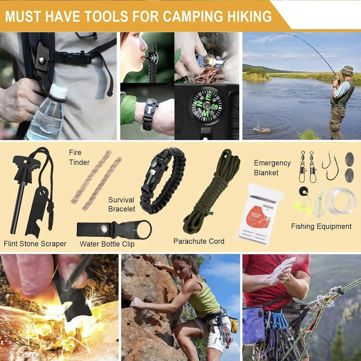 14-in-1 Camping & Survival Kit – Outdoor Emergency Gear with First Aid, Self-Defense & Tools 🏕️🛠️