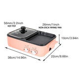 2‑in‑1 Electric Hot Pot & Grill Multifunction Nonstick: Pink Indoor Hot Pot with Grill, Dual Temperature Control