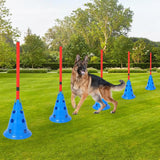 Dog Agility Hurdle Cone Set – Backyard Training Course with 12 Cones & 6 Agility Rods for Pet Exercise & Obedience