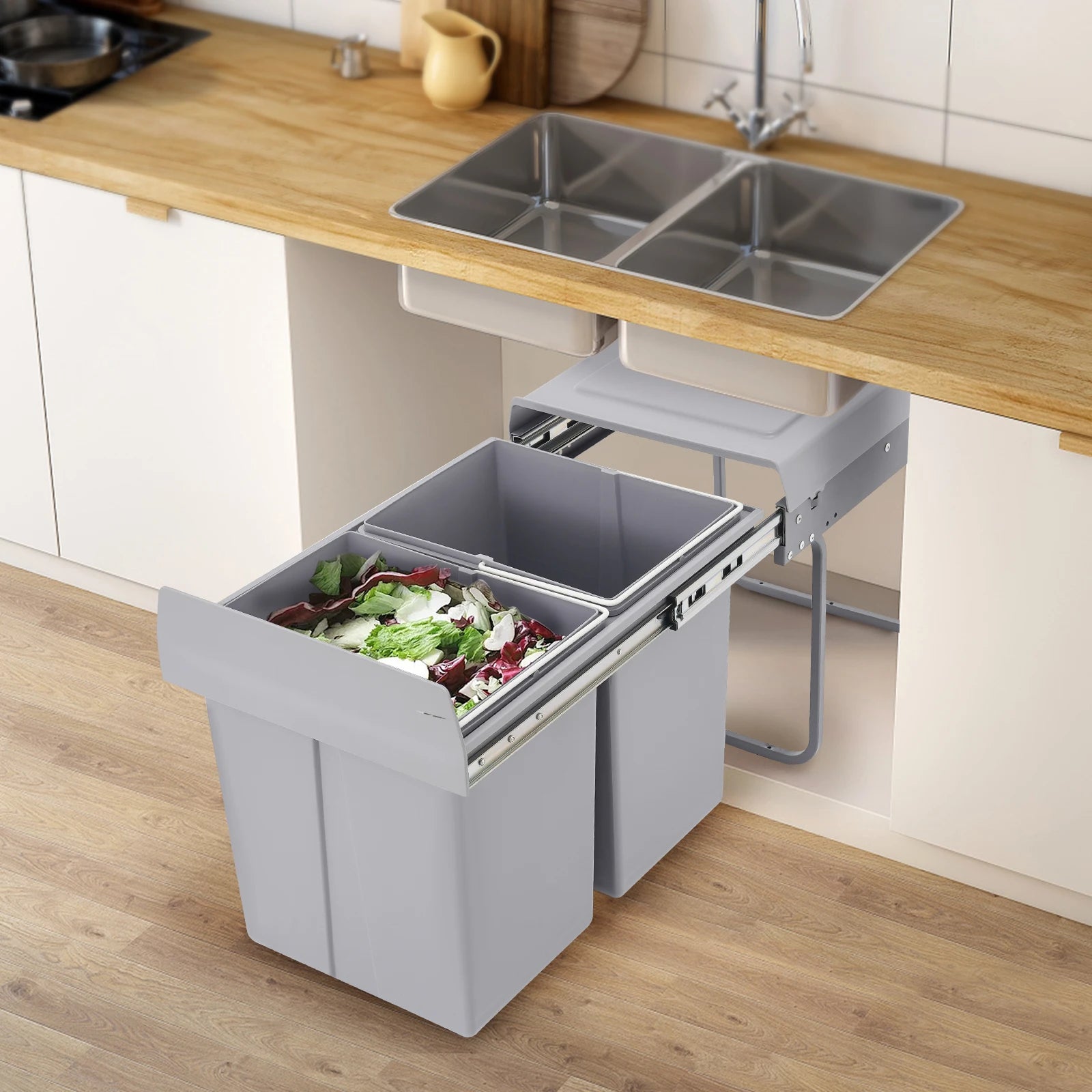 40 L Pull-Out Kitchen Waste Bin – Under-Cabinet Slide Recycling Trash Can System