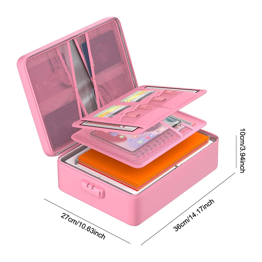 Fireproof Document Organizer – Waterproof Multi-Layer File Storage Box for Important Papers