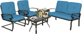 5-Piece Metal Outdoor Patio Furniture Set – Wrought Iron Chairs with Cushions for Garden & Balcony 🌿🪑✨