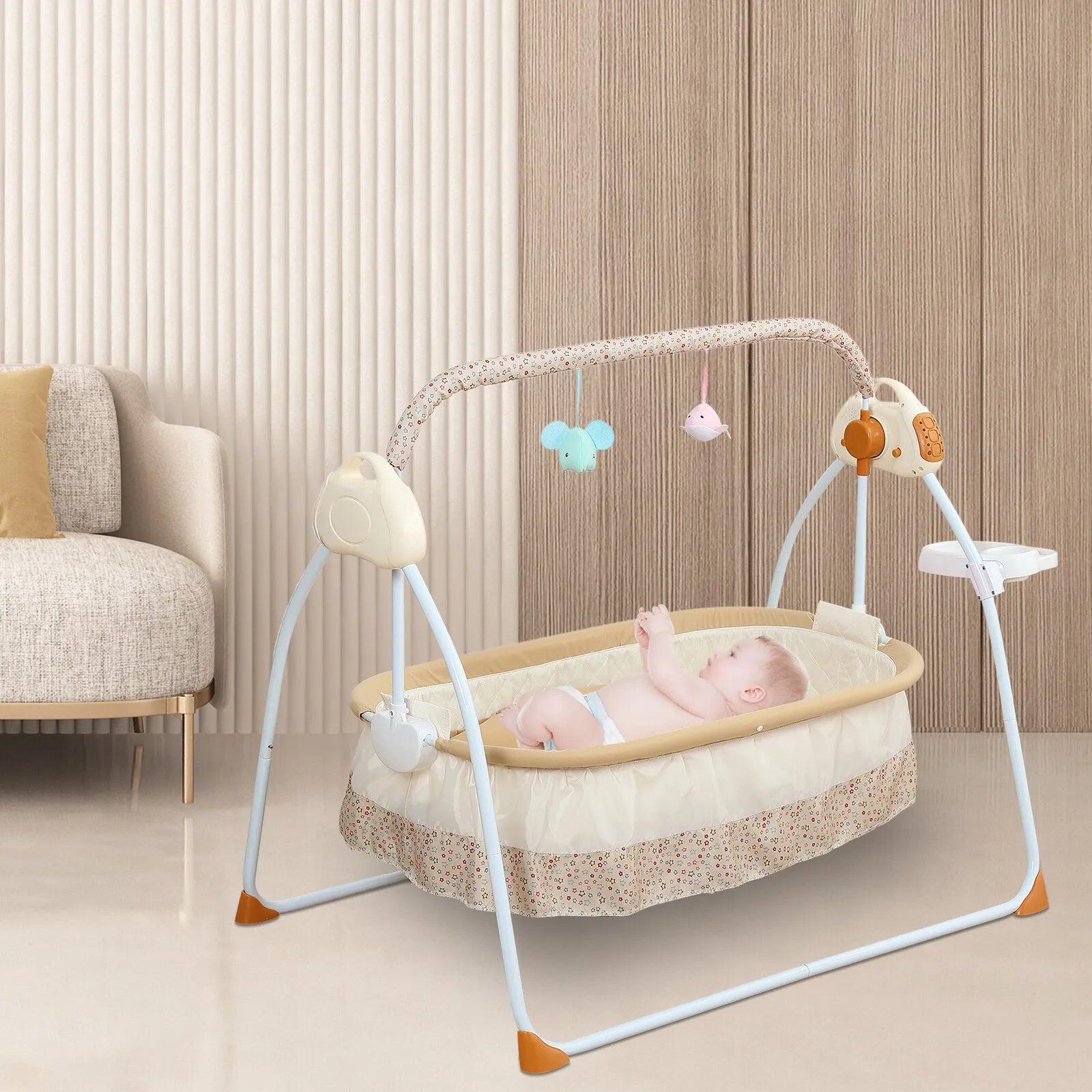 Portable Electric Bluetooth Baby Swing Cradle Bassinet Rocking Crib — Smart Bluetooth Rocker & Infant Bed