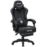 🎮 Ergonomic PU Leather Gaming Chair – Reclining Office Chair with Footrest, Adjustable Lumbar Cushion, Headrest & Massage Function