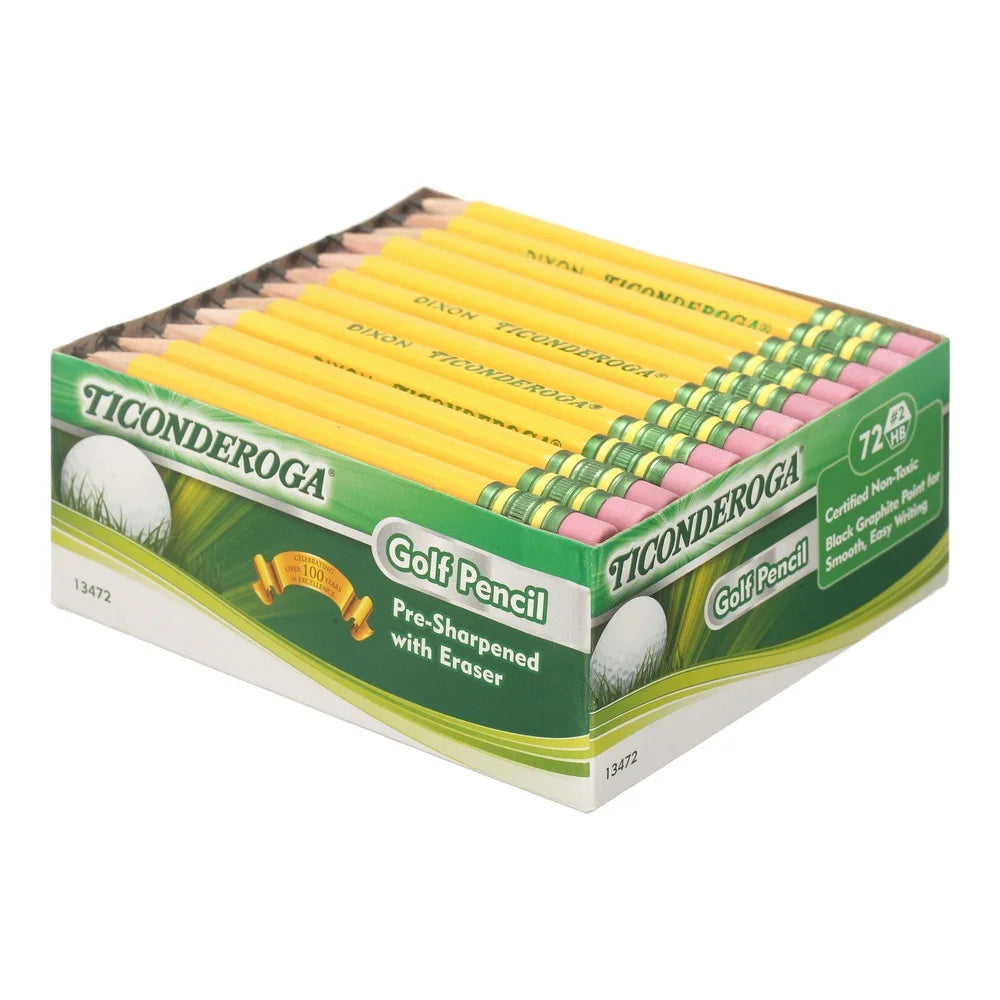 Golf Survey Pencils with Erasers – 72-Count Pre-Sharpened Wooden Pencils, 0.7 mm Lead