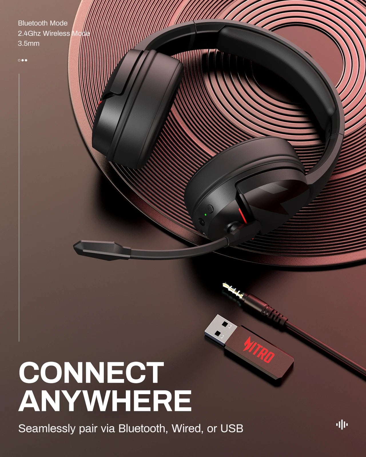 Acer K2 2.4GHz Wireless Gaming Headset – 50mm Drivers, Clear Voice Mic, Multi-Platform (PC/PS4/PS5) - Wired & Wireless Modes