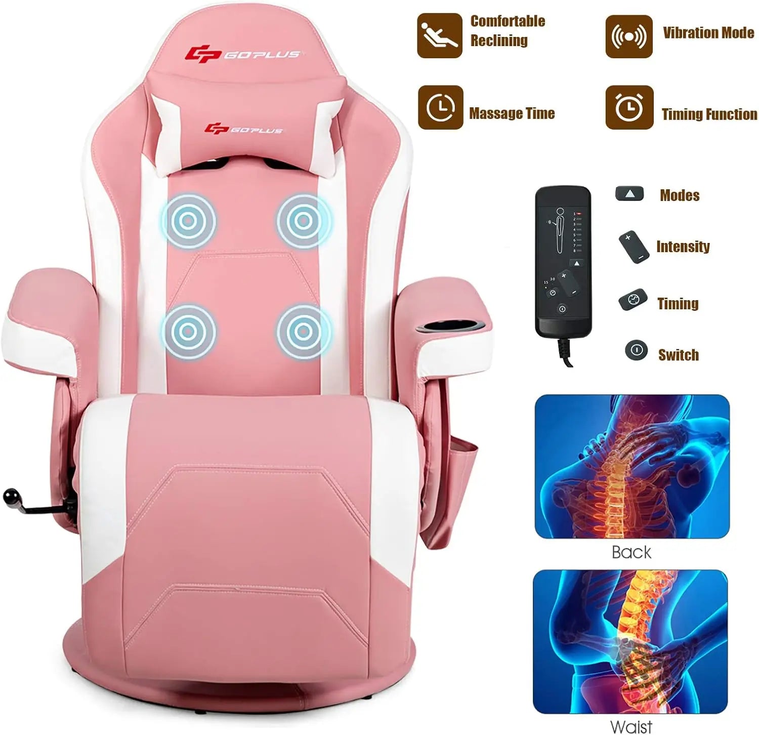Gaming Recliner Massage Chair – PU Leather Single Sofa with Footrest, Cup Holder, Side Pouch & Ergonomic Massage Support