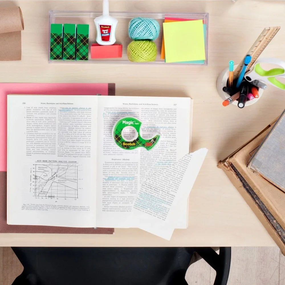 Magic Tape Dispenser Set (2-Pack) – Invisible Matte Office Tape with Permanent Adhesive