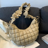 Quilted Bubble Cloud Crossbody Bag – Solid Color Padded Shoulder Purse with Adjustable Strap