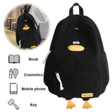 Corduroy Duck Cartoon Backpack – Large Capacity School Bag with Adjustable Straps