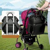 Leather Diaper Bag Backpack with Changing Pad & Pacifier Case – Large Multifunction Waterproof Mommy Travel Tote