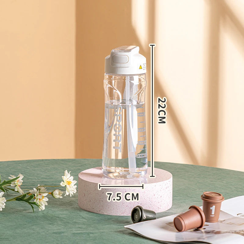700ml Transparent Water Bottle with Straw – Large Capacity Portable Sports Cup for Kids & School