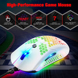 80% Mechanical Gaming Keyboard & Mouse Combo – Rainbow Backlit Keyboard with 12,000 DPI Honeycomb Gaming Mouse & Mousepad
