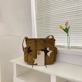 Women’s Cute Crossbody Bag 🎒 – Large Capacity Canvas Shoulder Bag with Star Applique, Y2K Street Style for Teens & Students ✨