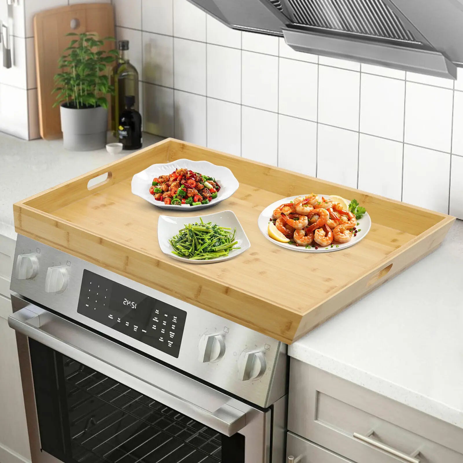 Oversized Pine Wood Noodle Board – 11.02 lbs Stovetop Cover & Large Kitchen Serving Tray 🍝🪵